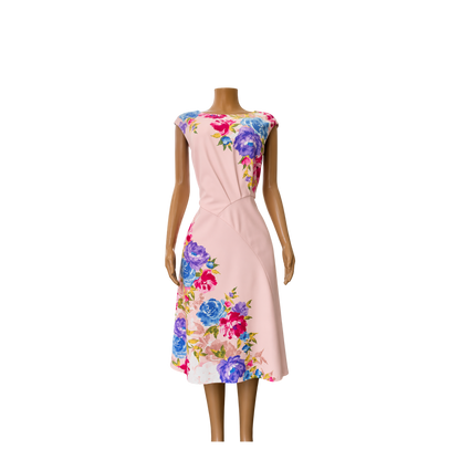 London Times- Pink/Berry  Flowered Dress- T7816M