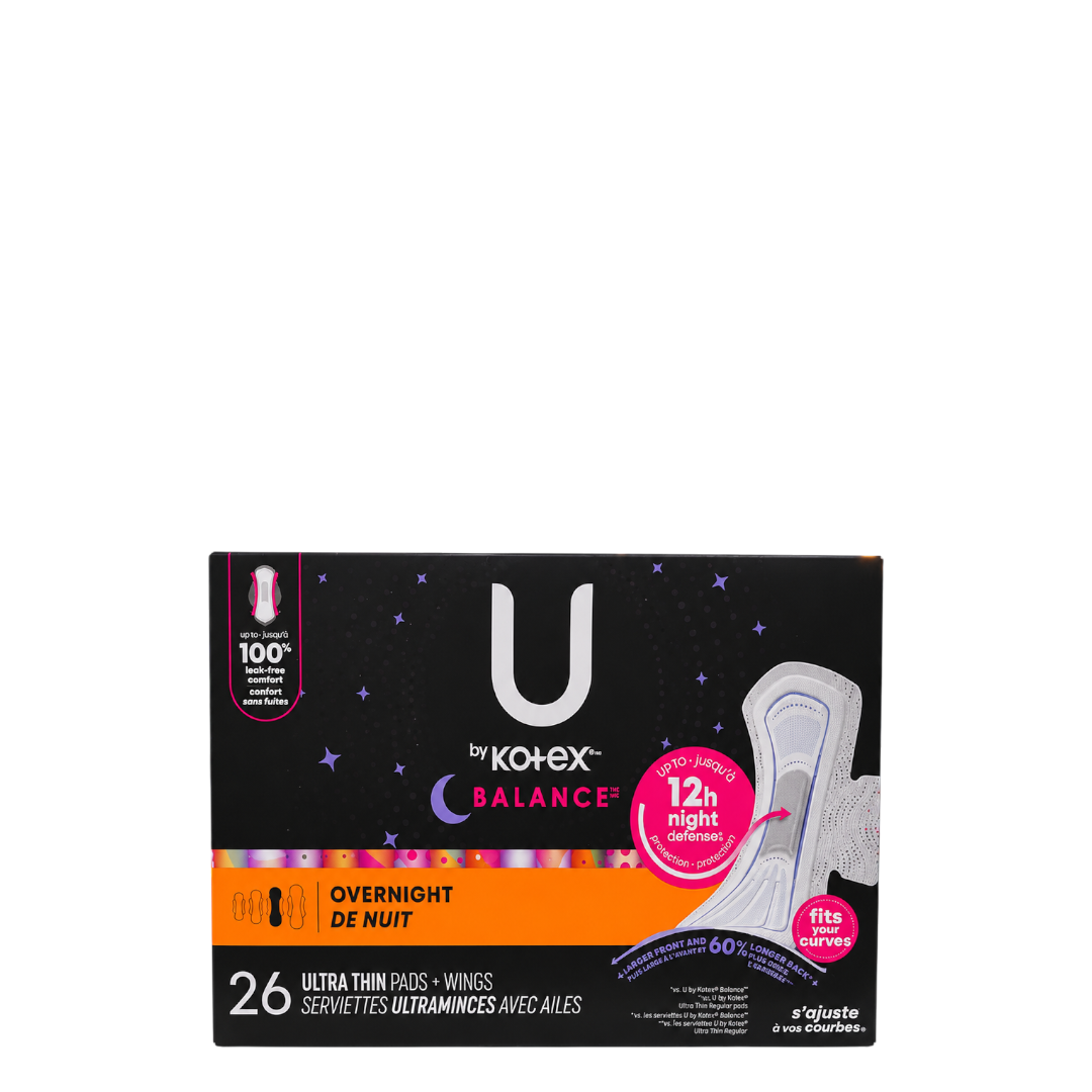 Kotex Period Pads - Ultra thin/Over night 26 count - 3600054909