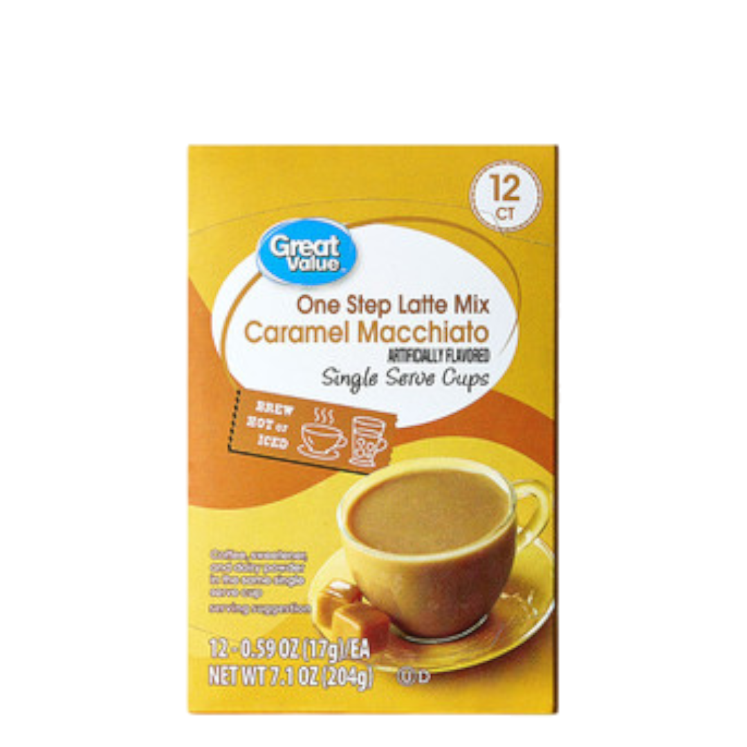 Great Value Caramel Macciato Mix Medium Roast Coffee Pods - 12 Ct