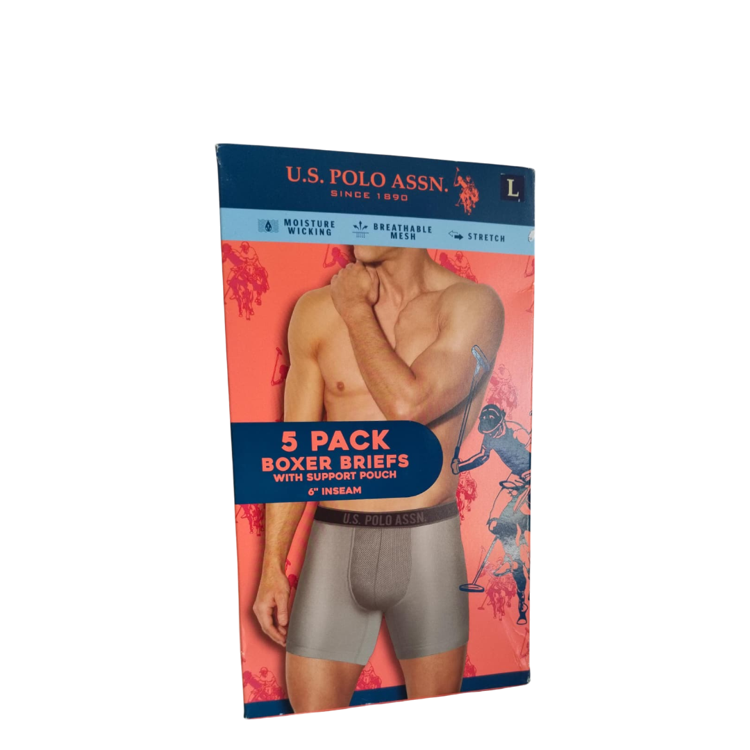 U.S.POLO Boxer Brief- 5 Pack- L
