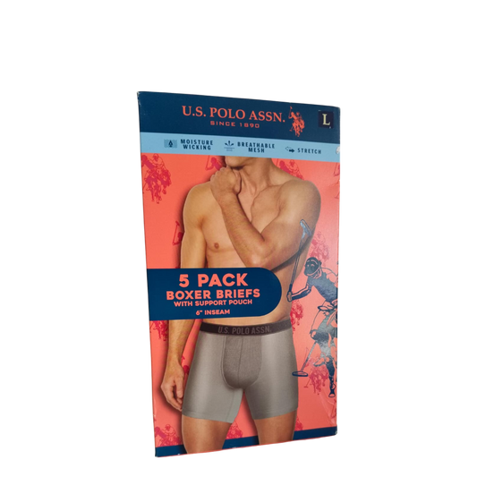U.S.POLO Boxer Brief- 5 Pack- L