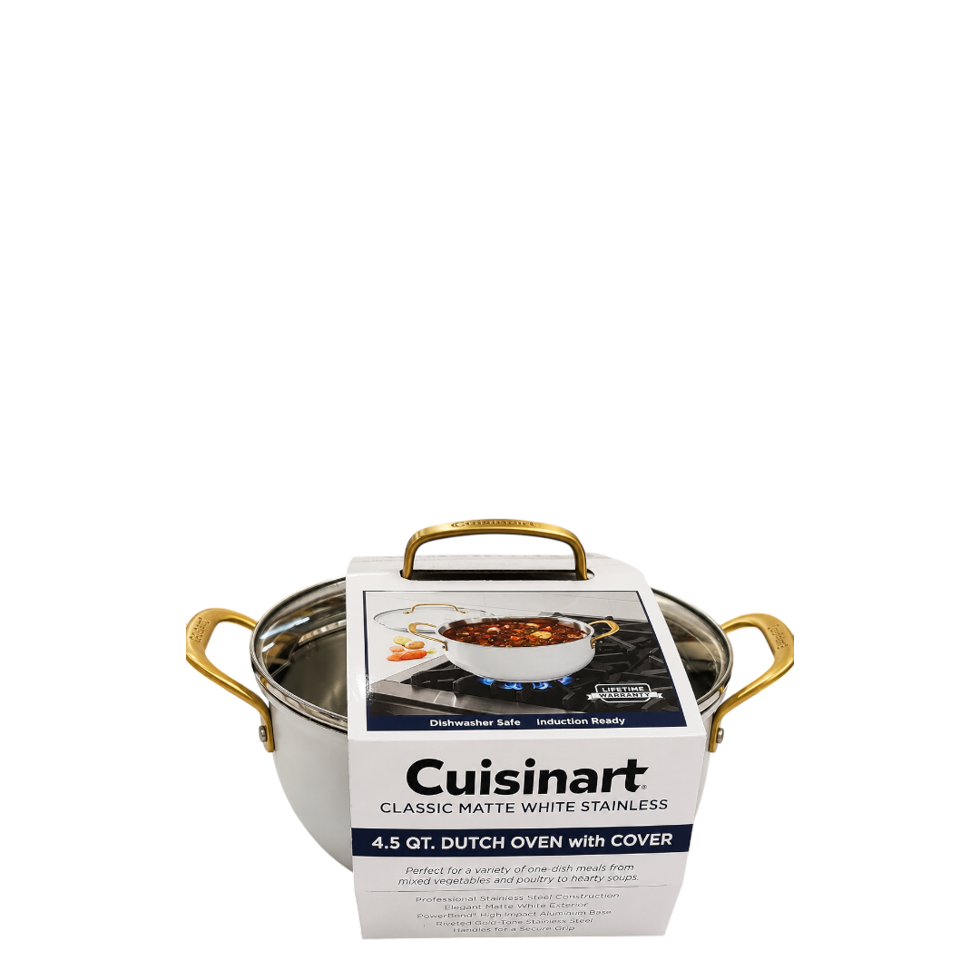 Cuisinart Classic Matte White Stainless 4.5 QT Dutch Oven with Cover