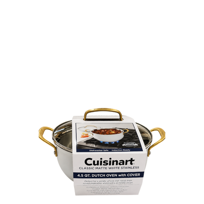 Cuisinart Classic Matte White Stainless 4.5 QT Dutch Oven with Cover