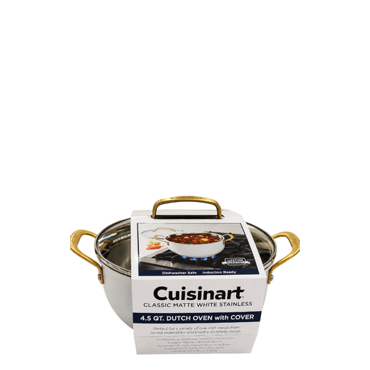 Cuisinart Classic Matte White Stainless 4.5 QT Dutch Oven with Cover