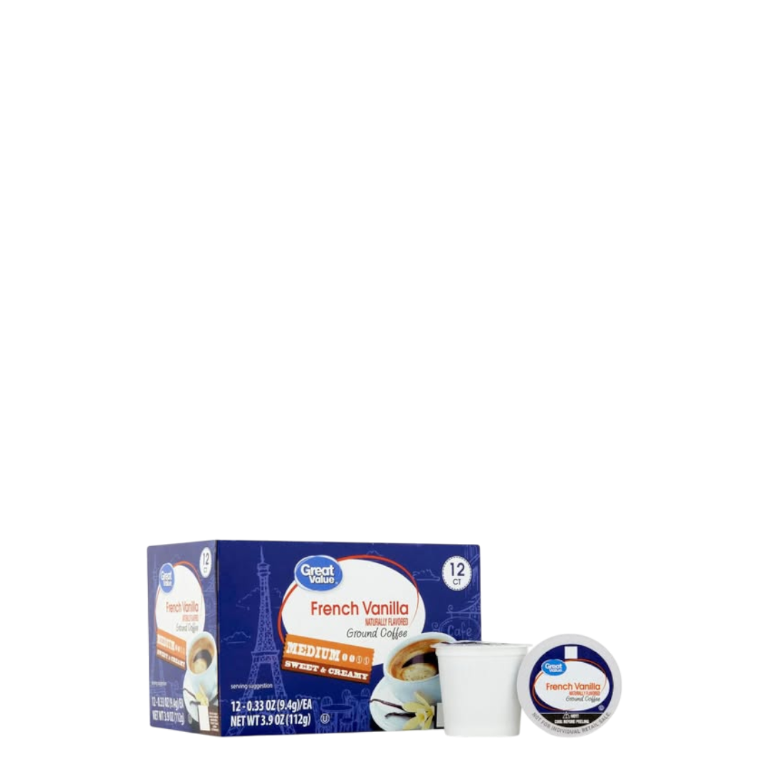 Great Value French Vanilla Cappuccino Mix Medium Roast Coffee Pods - 12 Ct