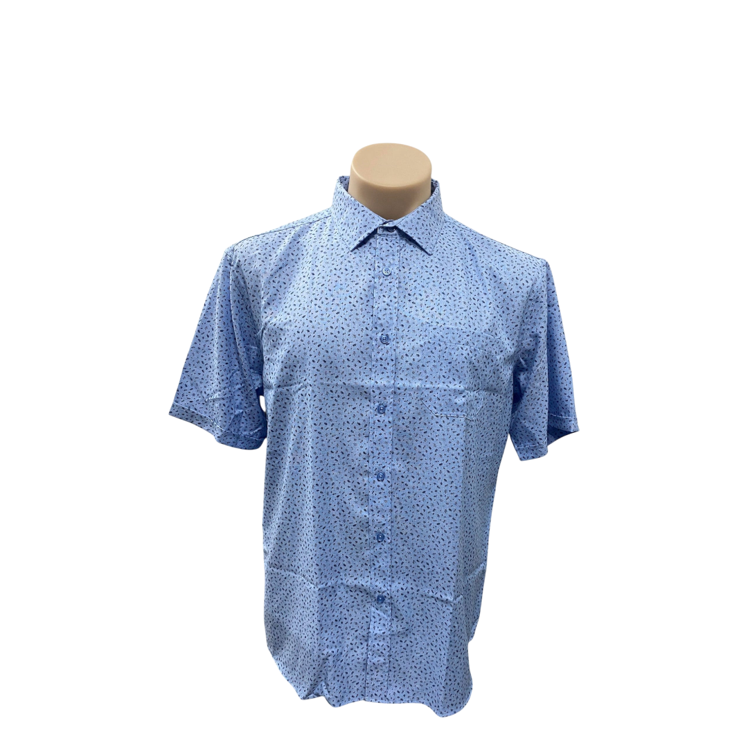 Report Collection short sleeve Blue flowerly casual shirt size XL - 13007