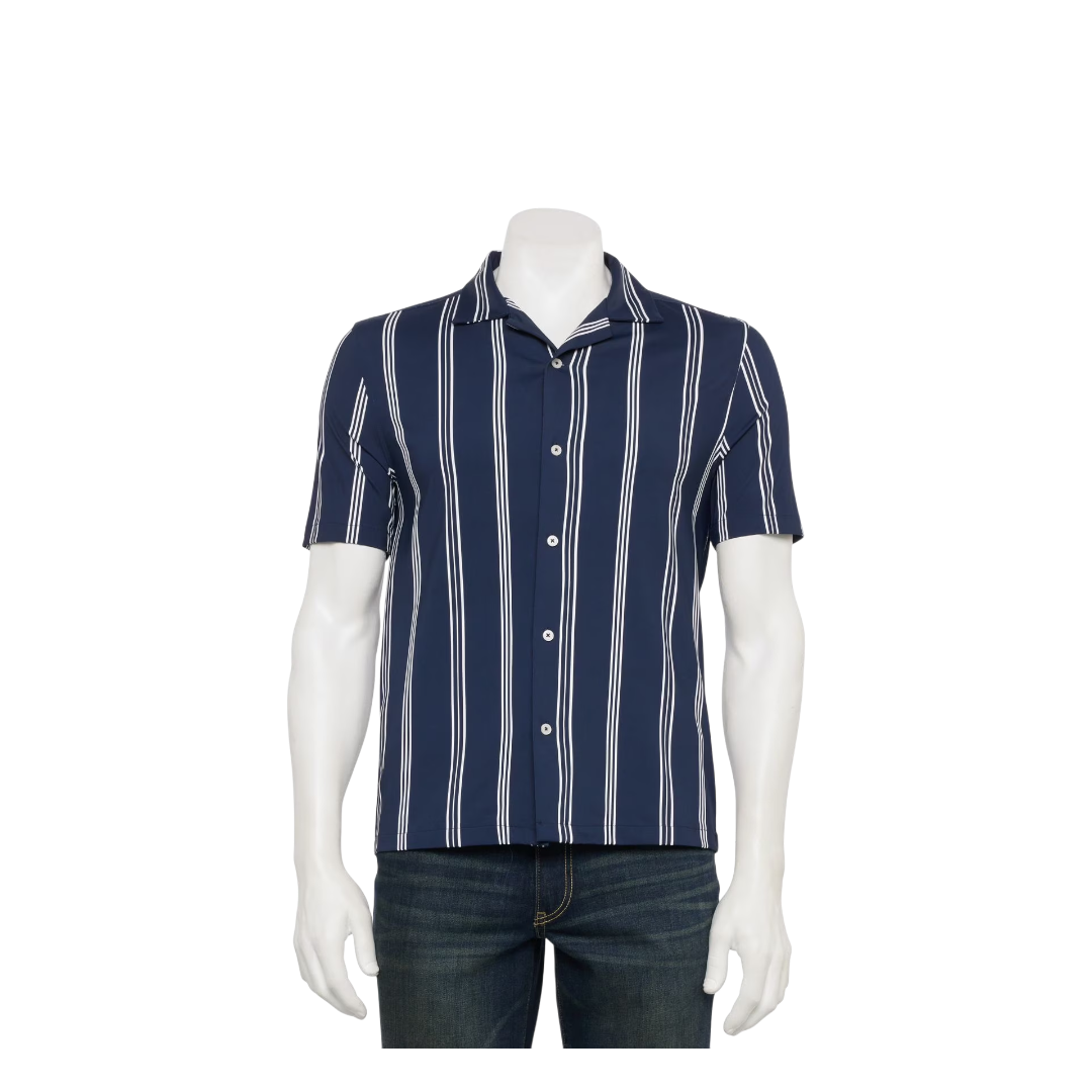 Republic Men Shirt- Navy Blue Striped-60010222M- Size S