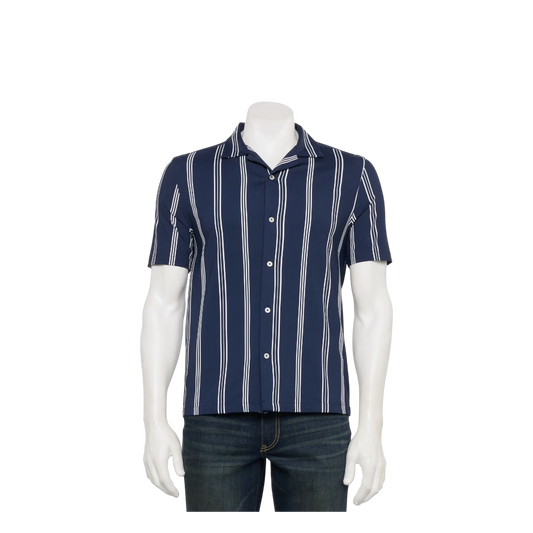 Republic Men Shirt- Navy Blue Striped-60010222M- Size S