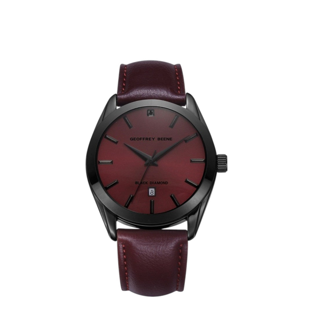 Geoffrey Beene Burgundy - Round face & strap watch