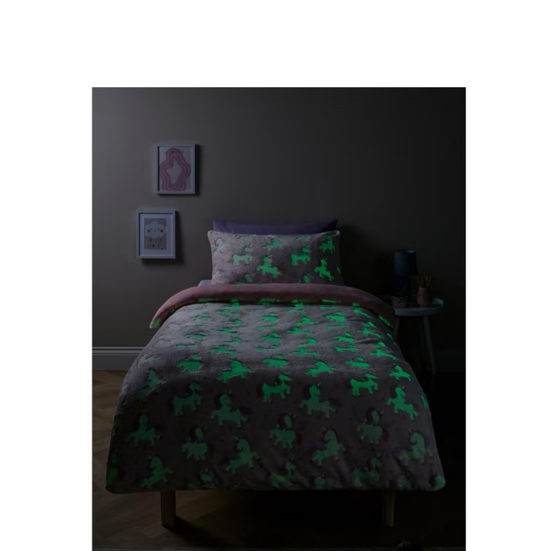 Homelife glow in the dark unicorn teddy fleece duvet