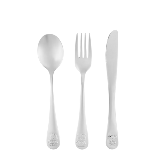 Linea animal children cutlery set - silver