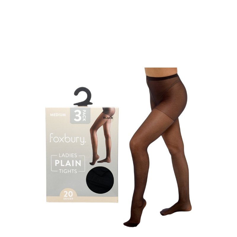 Ladies 3 pack denier tights/stockings - black