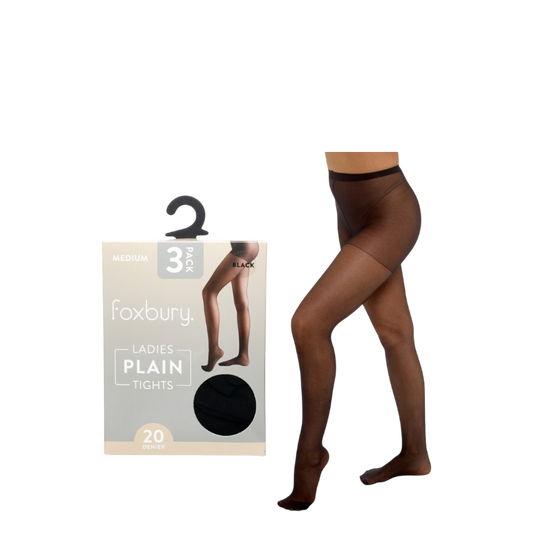 Ladies 3 pack denier tights/stockings - black