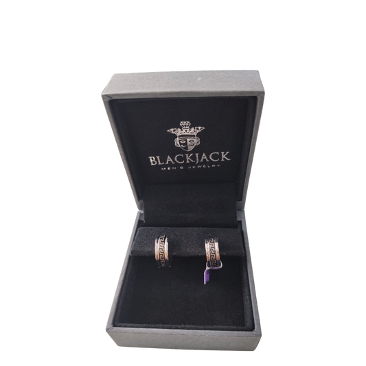 Black Jack Men Silver/Black Aztec Hoop Earrings