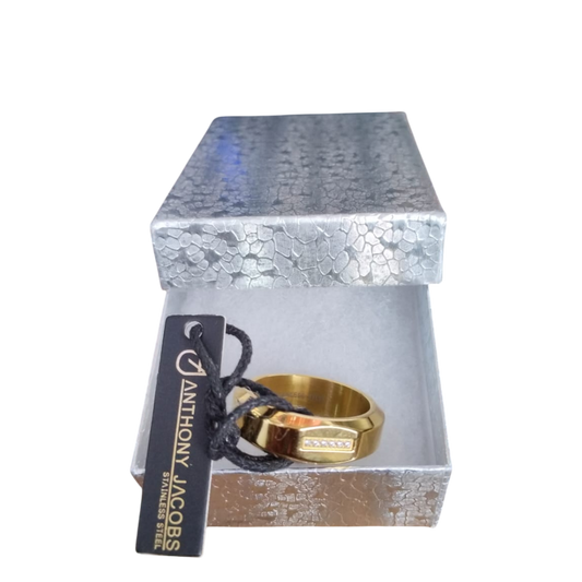 Anthony Jacobs Stainless Steel Men Gold Ring size 12