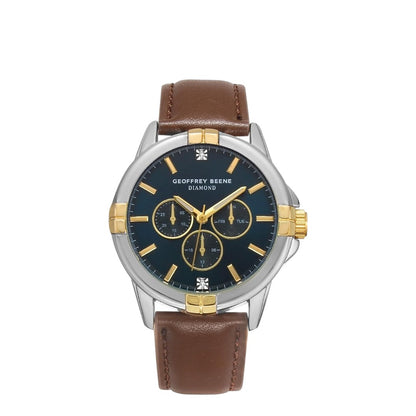 Geoffrey Beene Brown strap/Green round face watch-03656
