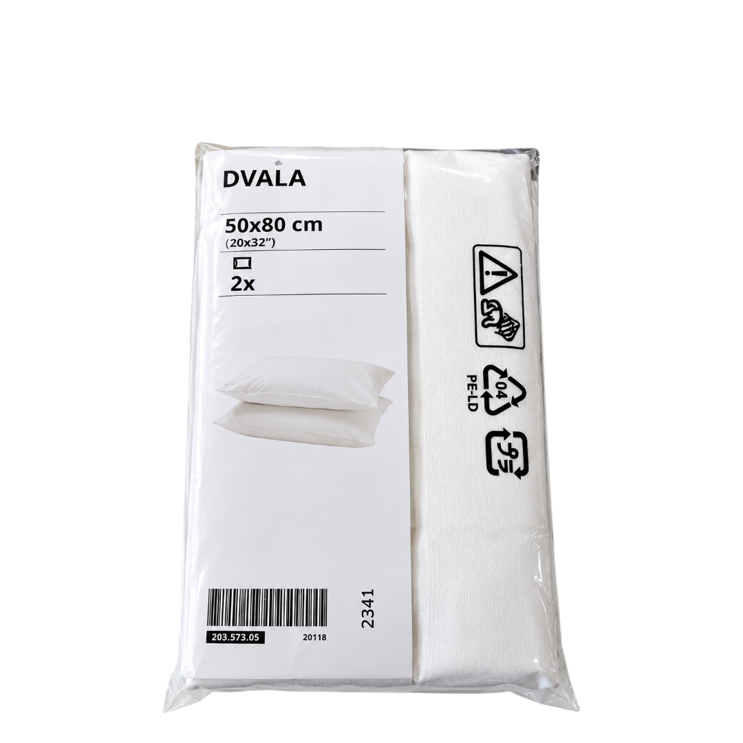 Dvala Pillow Case/Queen -50x80, White 2-p