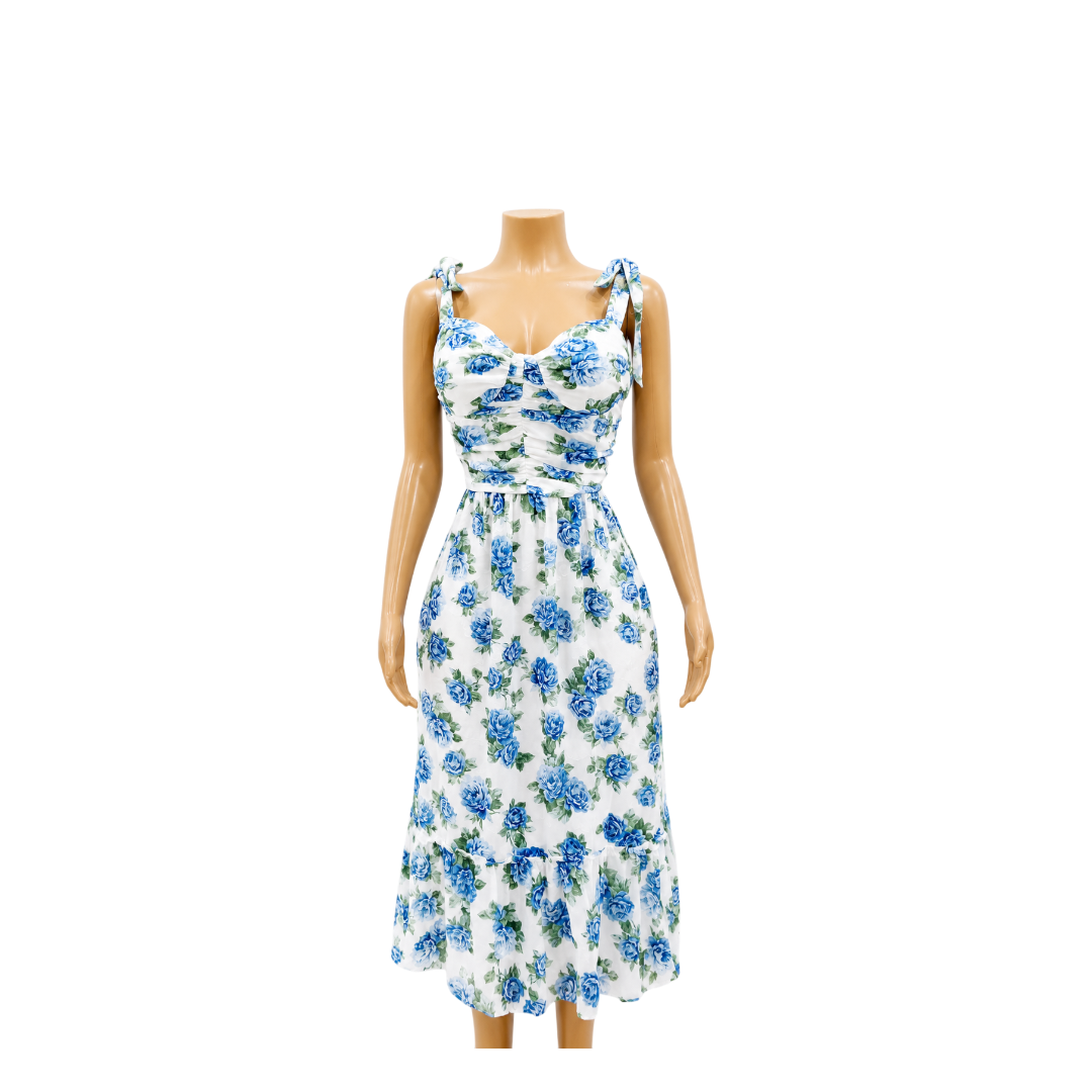 BCX Blue Flowered Dress- 1123T10- Size XL