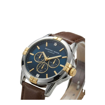 Geoffrey Beene Brown strap/Green round face watch-03656