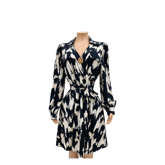 DKNY- Cream & Black Dress-DD4J348C- Size 12