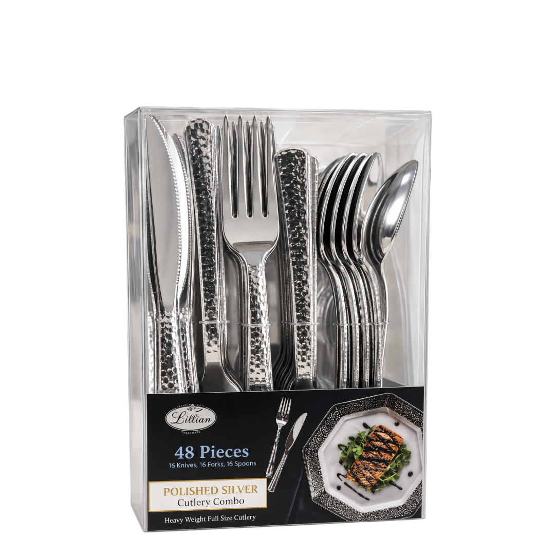 Lilian Table Settings Polished Silver Cutlery Combo - Silver, 48 Count
