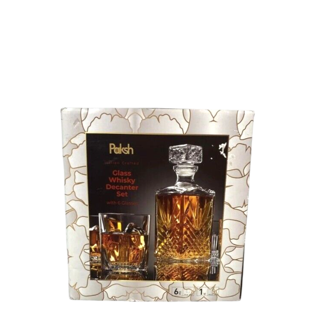 Paksh Glass Whiskey Decanter - With 6 Glasses