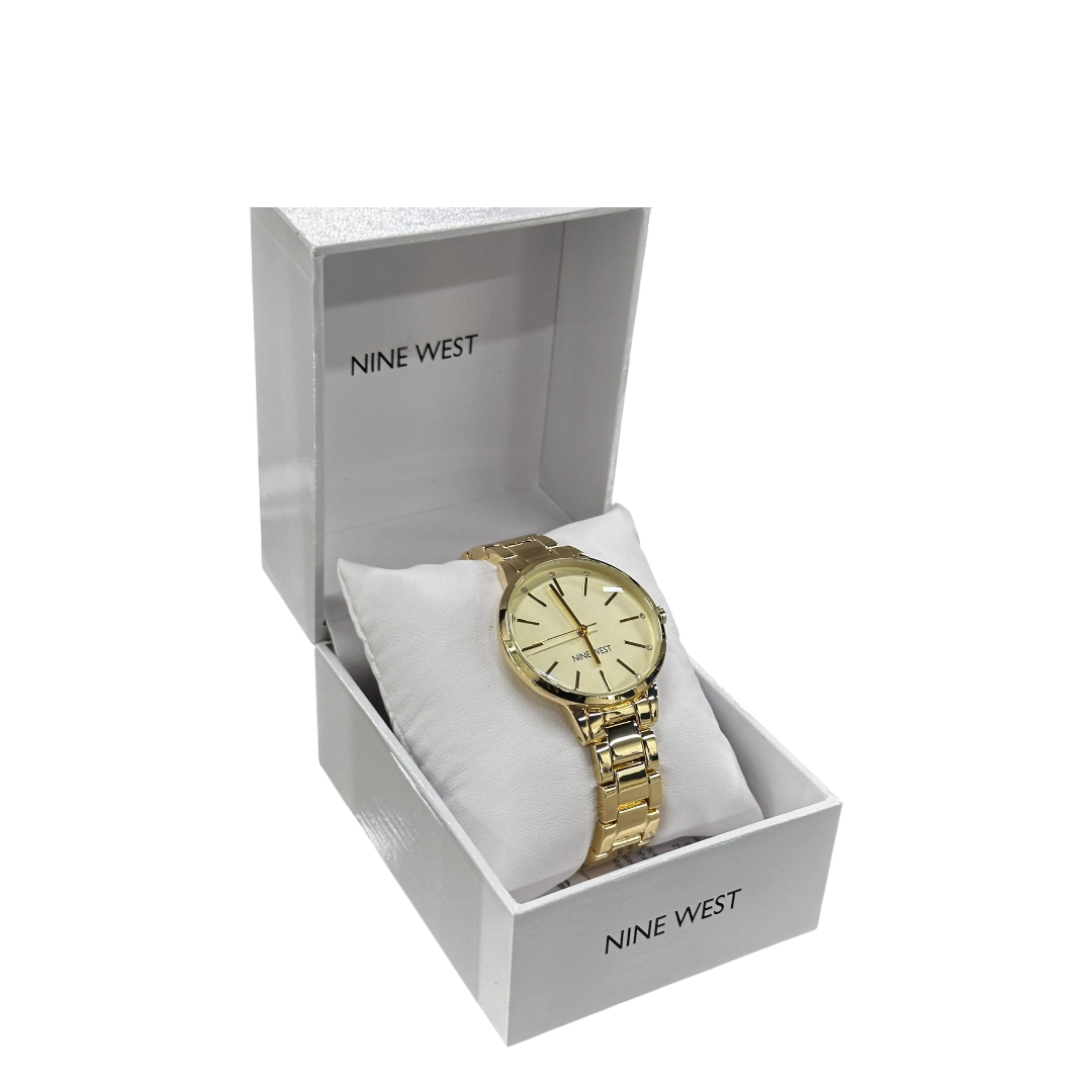 Nine West ladies Gold white face watch
