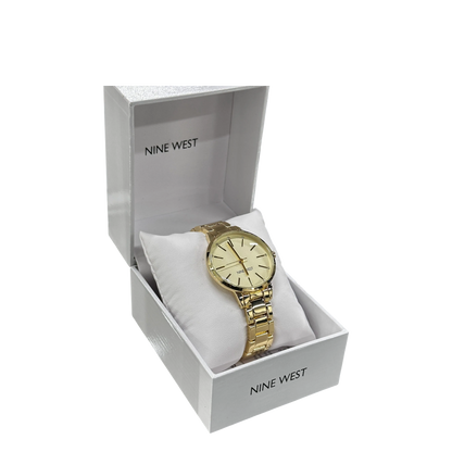 Nine West ladies Gold white face watch
