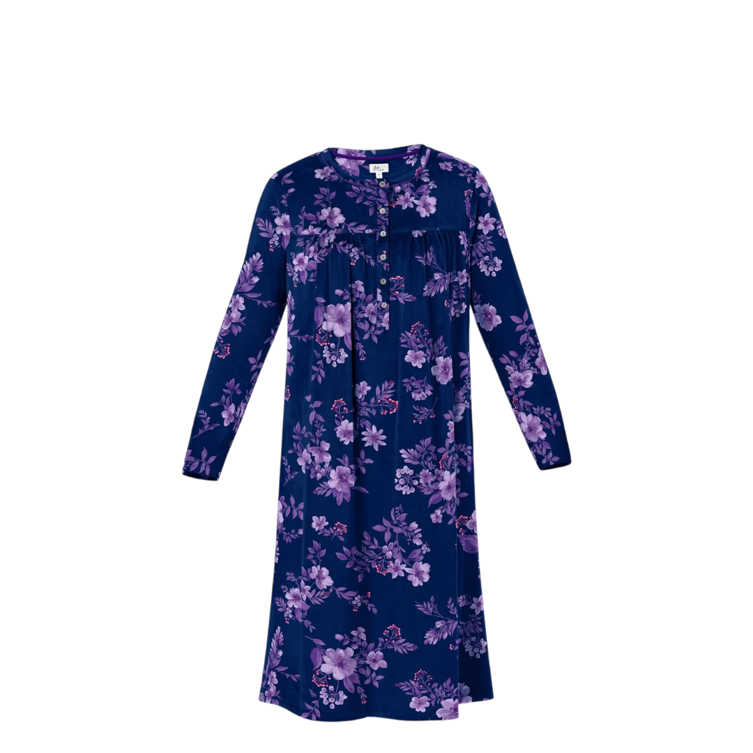 Aria Nightdress - Navy/purple print L - 9902449769