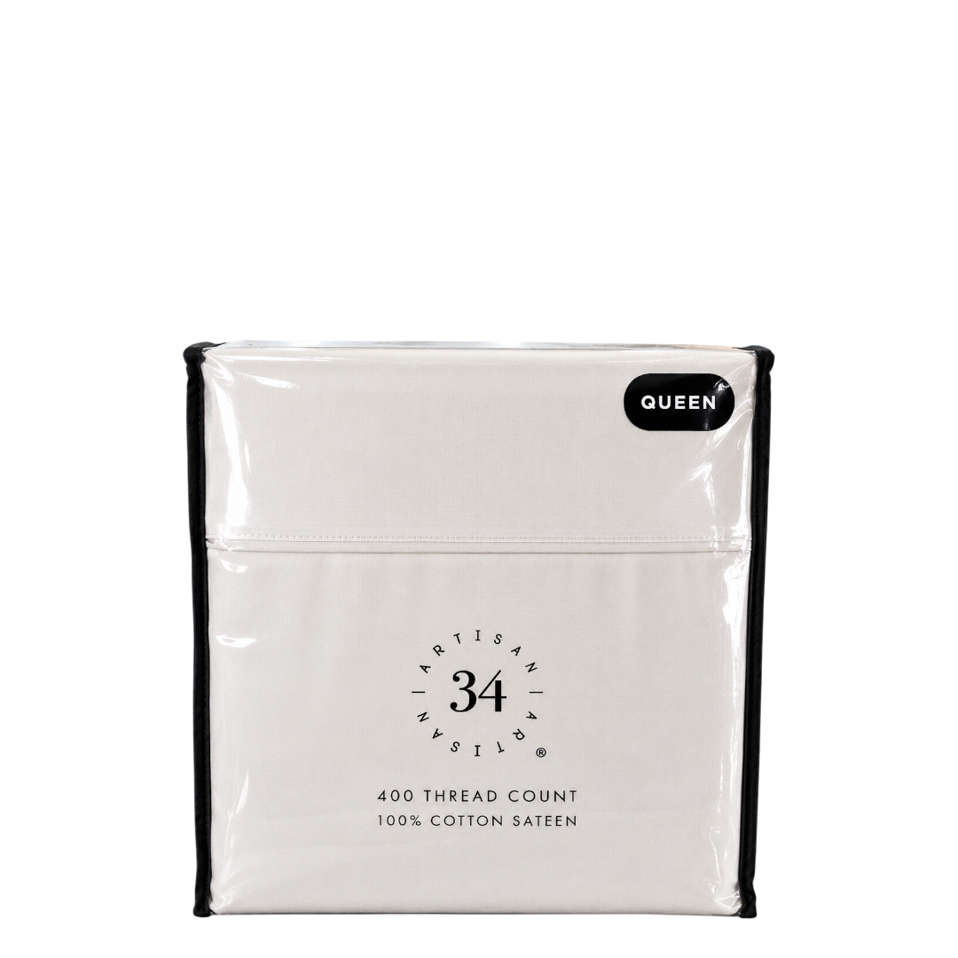 Artisan 34 - 400CT 100% Cotton Queen size 4 pc Bedsheet set - Taupe - 07081
