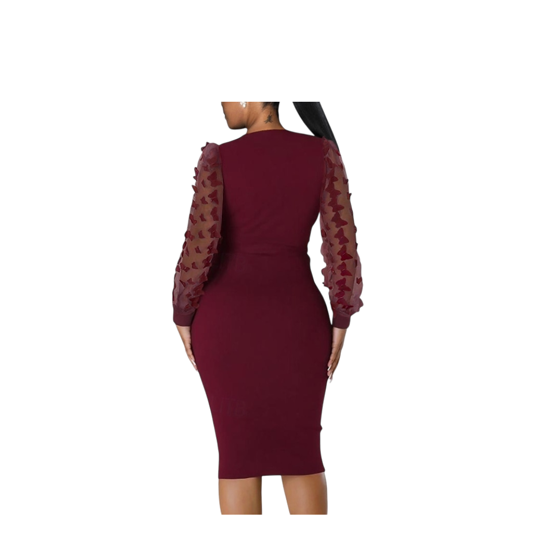 Connected Apparel Dress- Maroon- 1040- Size 8