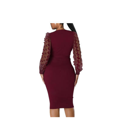 Connected Apparel Dress- Maroon- 1040- Size 8
