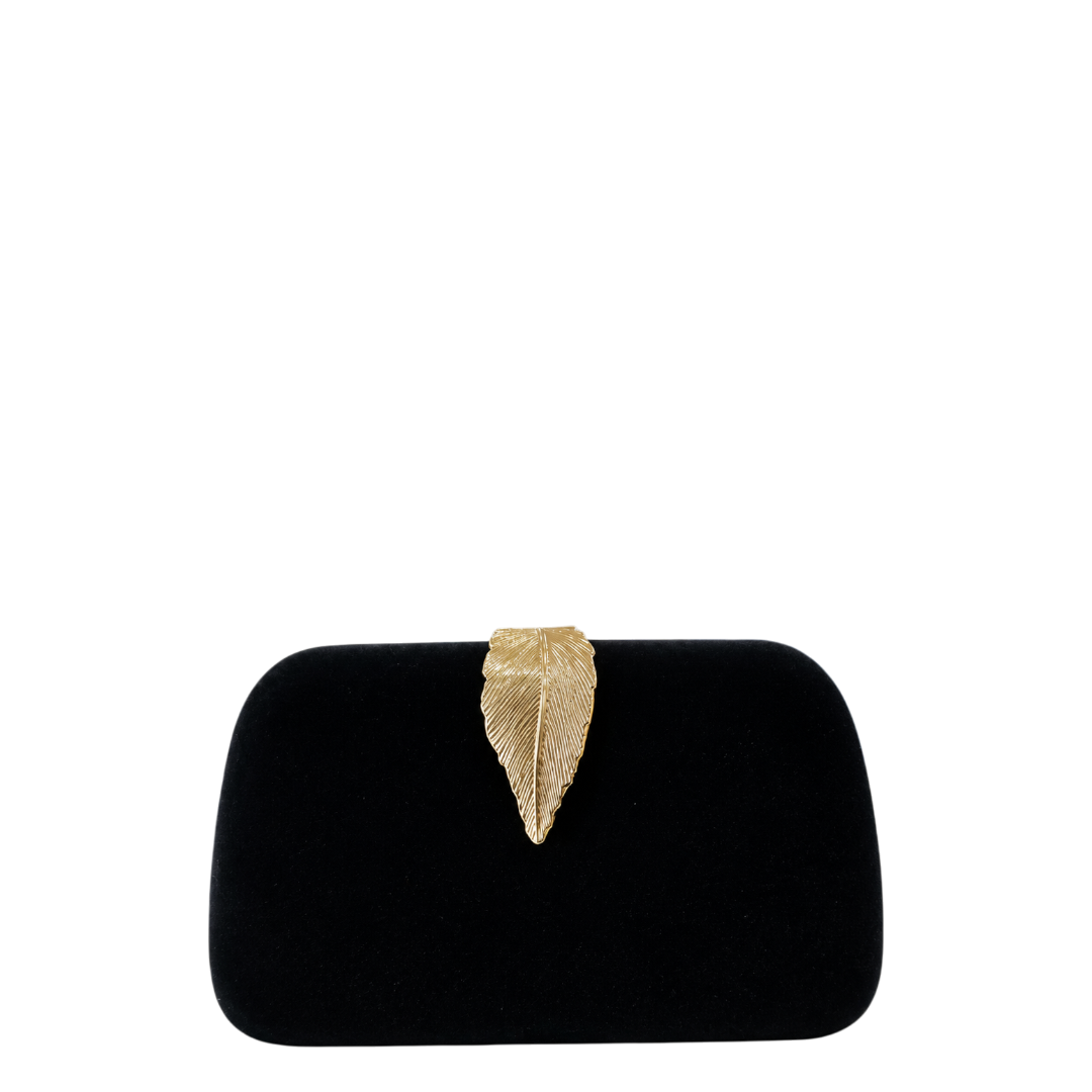 Black Velvet/Gold clip Clutch
