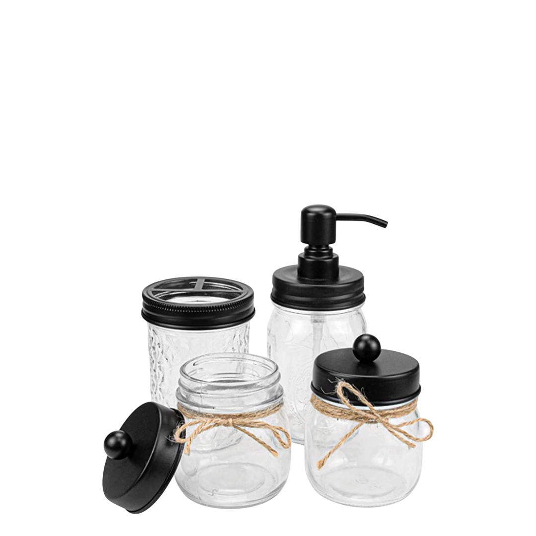 Mason Jars Bathroom Accessories - Set of 4