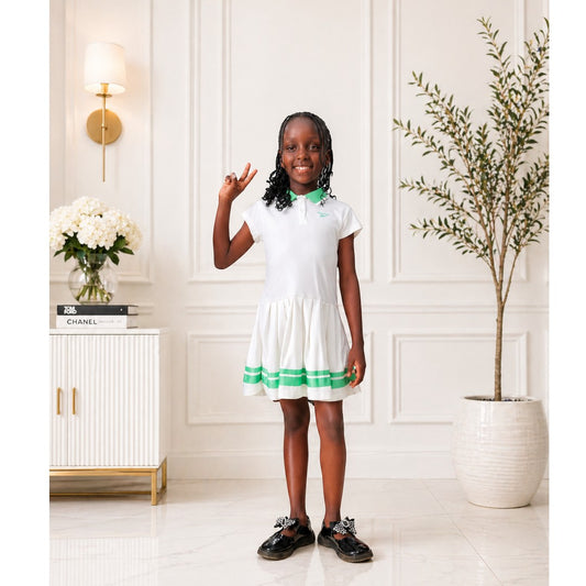 Reebok Polo Dress for Girls- Green - Size 7
